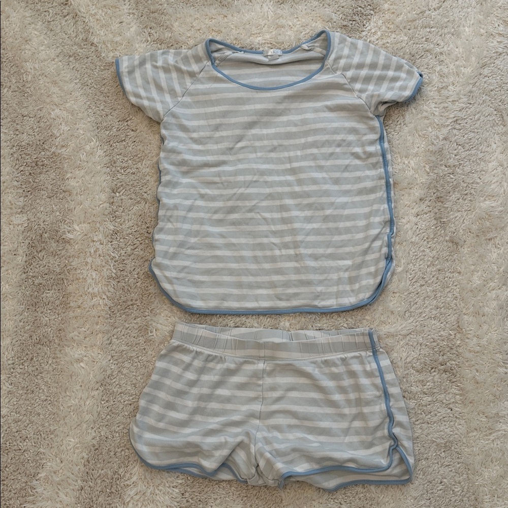 Striped Gray and Blue Pajama Set